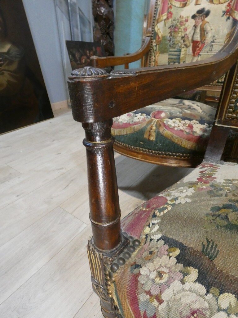 Salon d’époque Directoire en tapisserie XVIIIe siècle scènes pastorales et Fable de la Fontaine – Image 33
