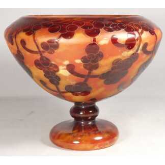 Le Verre Français – Coupe sur piédouche décor « Perlières » – Charles Schneider, vers 1924-1927