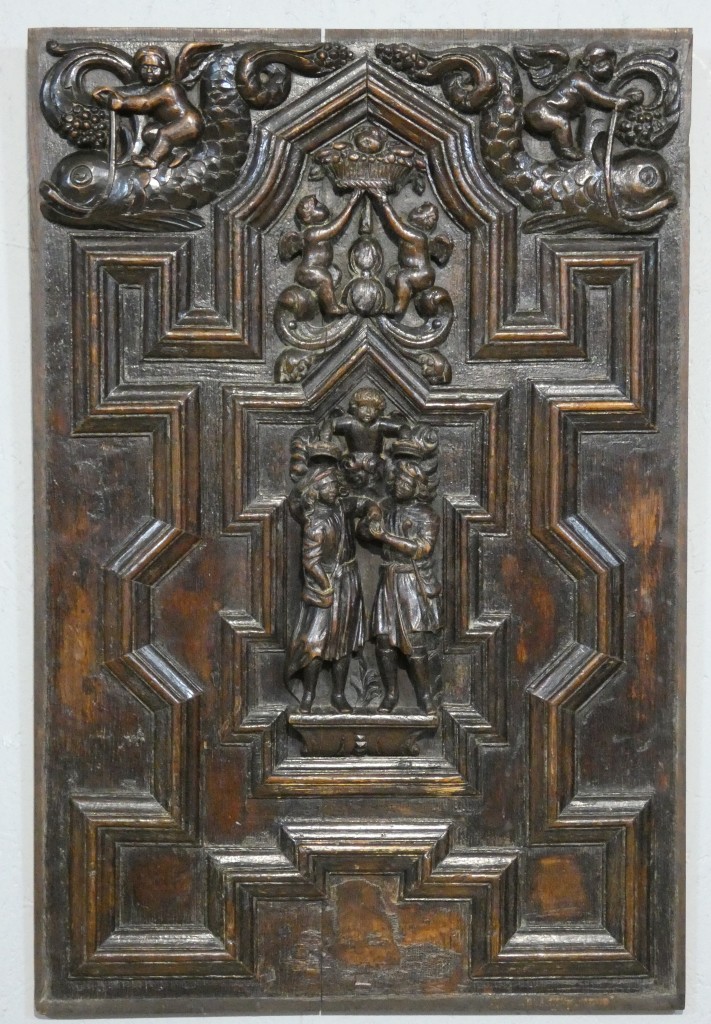 Paire de panneaux Renaissance en chêne sculpté – Scènes de Charité – Flandres, vers 1600 – Image 2