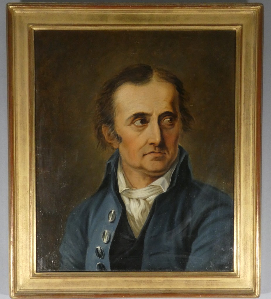 École européenne de la fin du XVIIIe siècle, vers 1800 – Portrait d’homme en habit bleu
