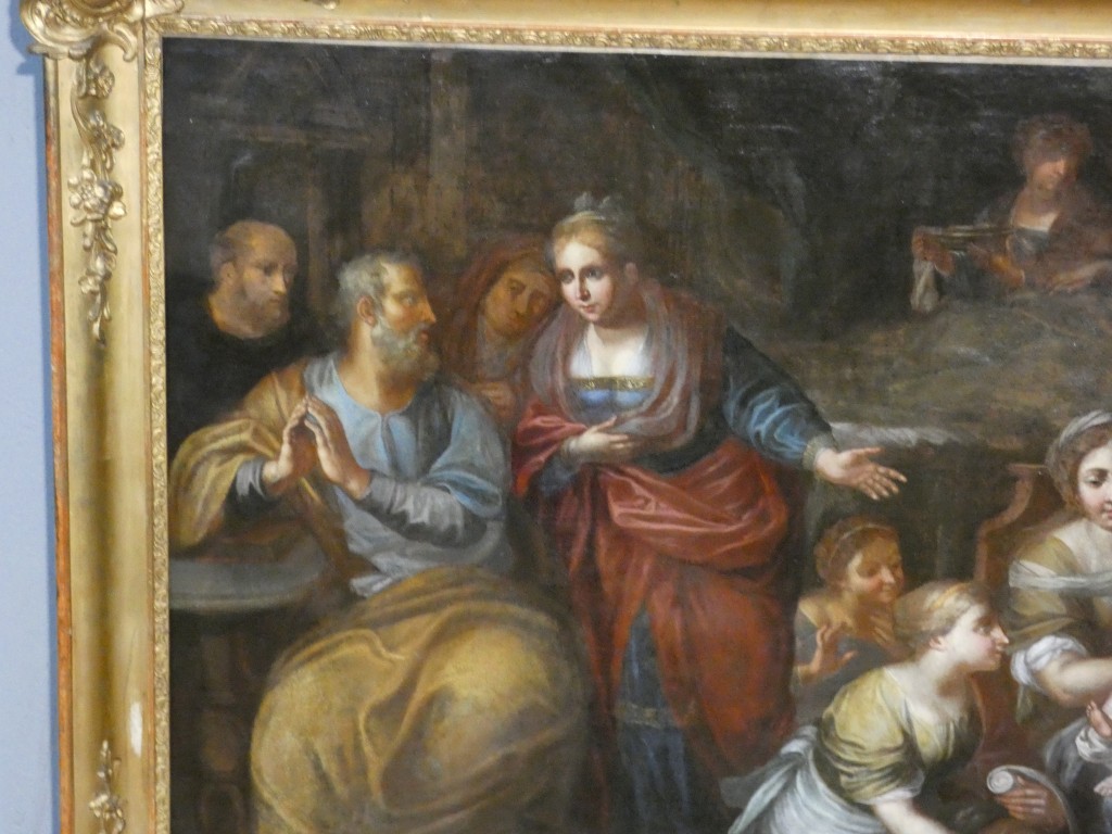 École Italienne du XVIIe Siècle – La Nativité de la Vierge – Grande Huile sur Toile – Image 2
