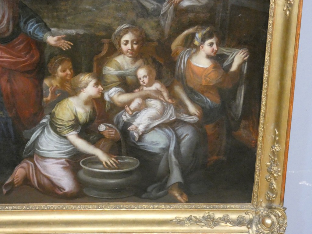 École Italienne du XVIIe Siècle – La Nativité de la Vierge – Grande Huile sur Toile – Image 4