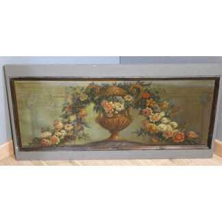Dessus-de-porte aux guirlandes de fleurs et vase néoclassique – Huile sur toile marouflée, XIXe