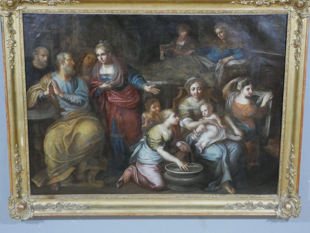 École Italienne du XVIIe Siècle – La Nativité de la Vierge – Grande Huile sur Toile – Image 7