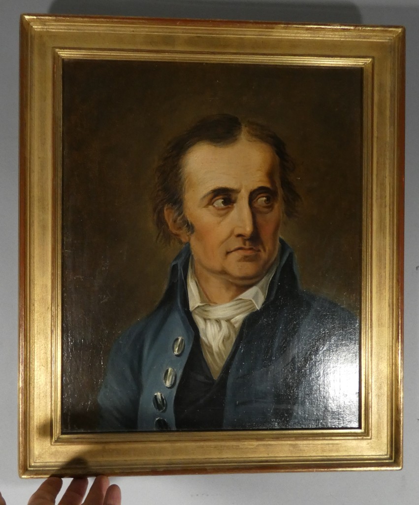 École européenne de la fin du XVIIIe siècle, vers 1800 – Portrait d’homme en habit bleu – Image 9