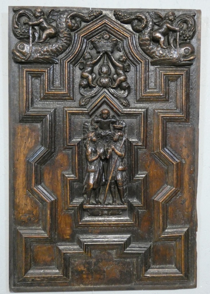 Paire de panneaux Renaissance en chêne sculpté – Scènes de Charité – Flandres, vers 1600 – Image 14