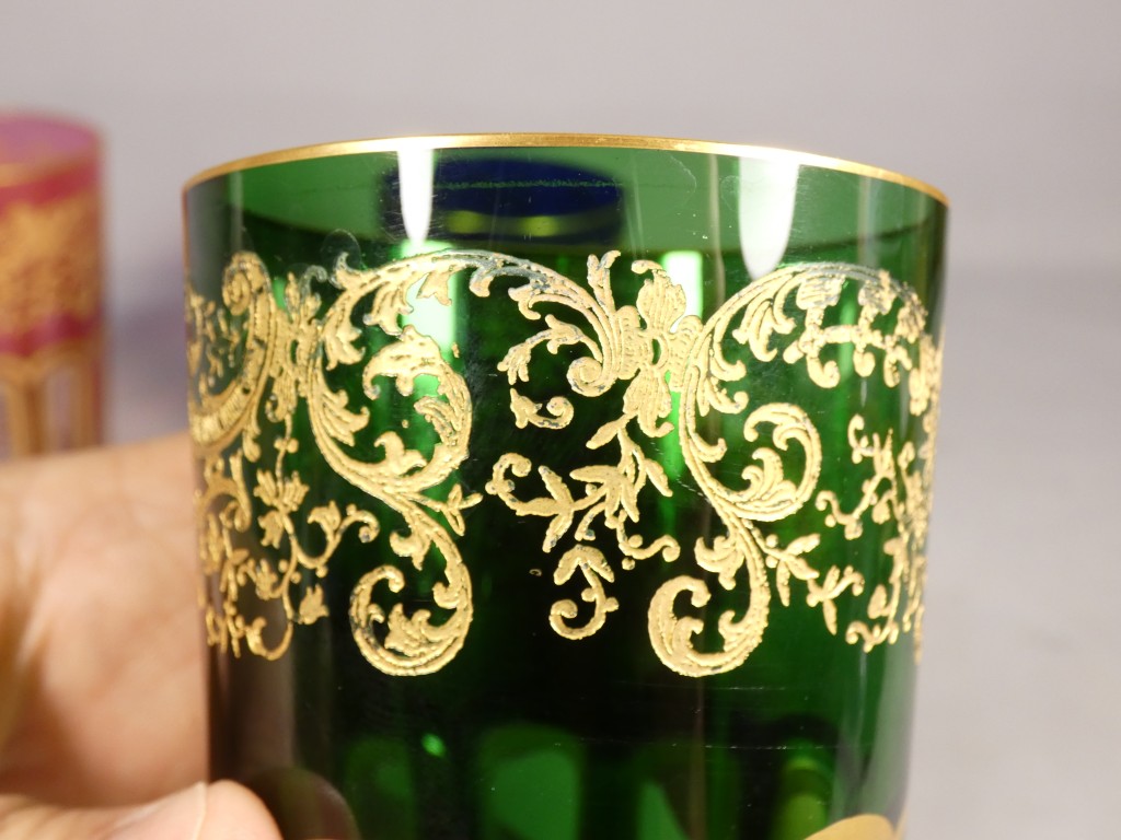 Saint Louis Rabat, 3 gobelets verres à thé en cristal double couche doré – Image 3