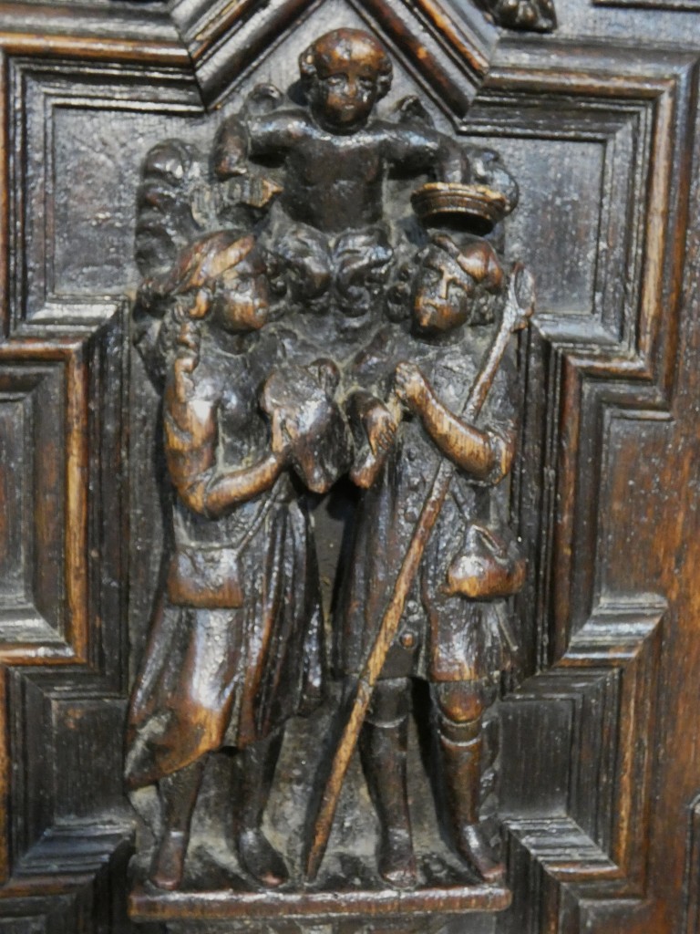 Paire de panneaux Renaissance en chêne sculpté – Scènes de Charité – Flandres, vers 1600 – Image 15