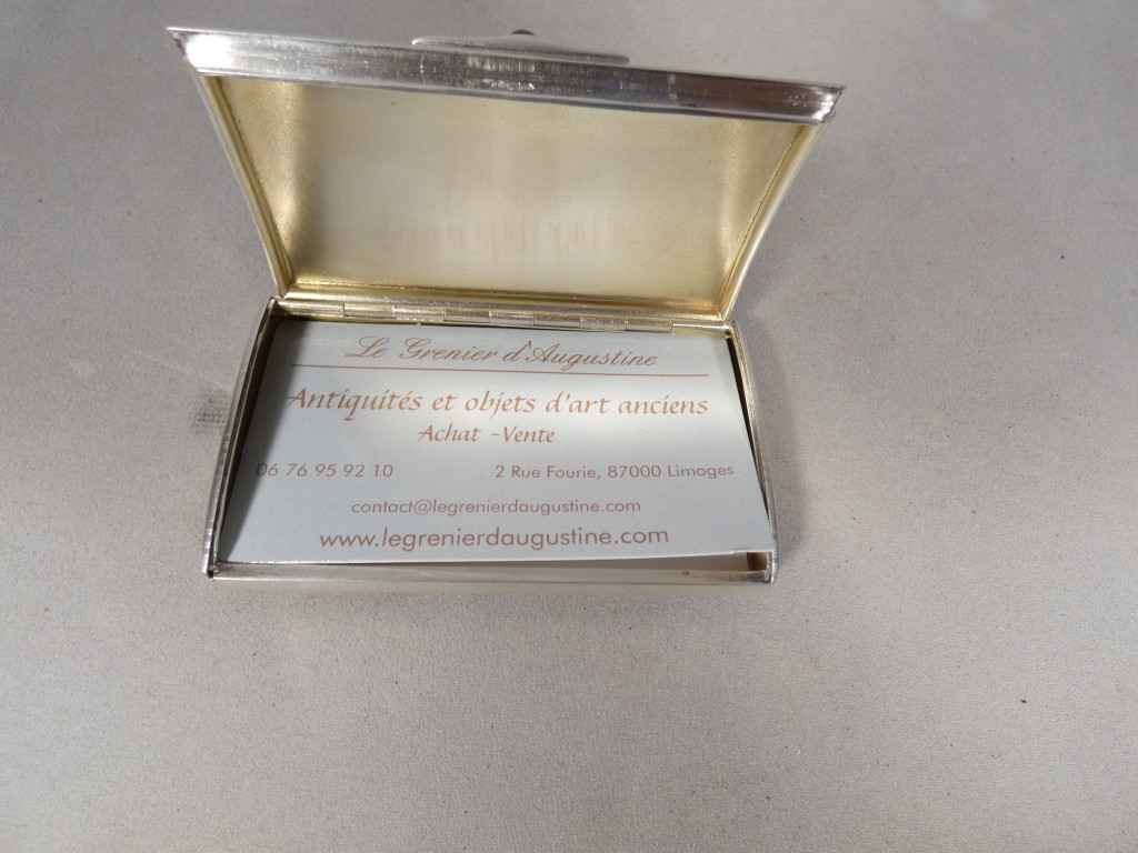 Coffret boîte en argent massif et cabochon de verre Art Déco 1930 – Image 3