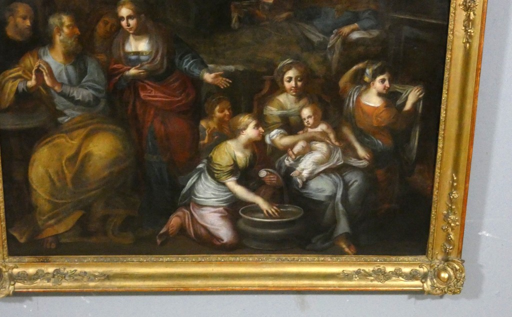 École Italienne du XVIIe Siècle – La Nativité de la Vierge – Grande Huile sur Toile – Image 10