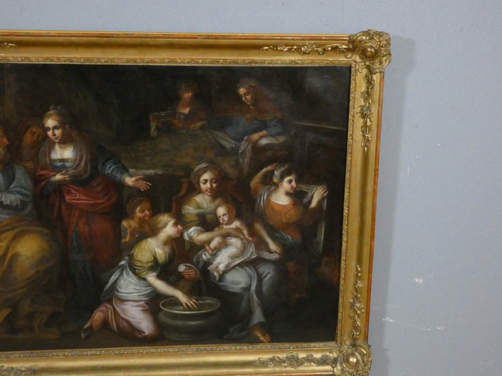 École Italienne du XVIIe Siècle – La Nativité de la Vierge – Grande Huile sur Toile – Image 11