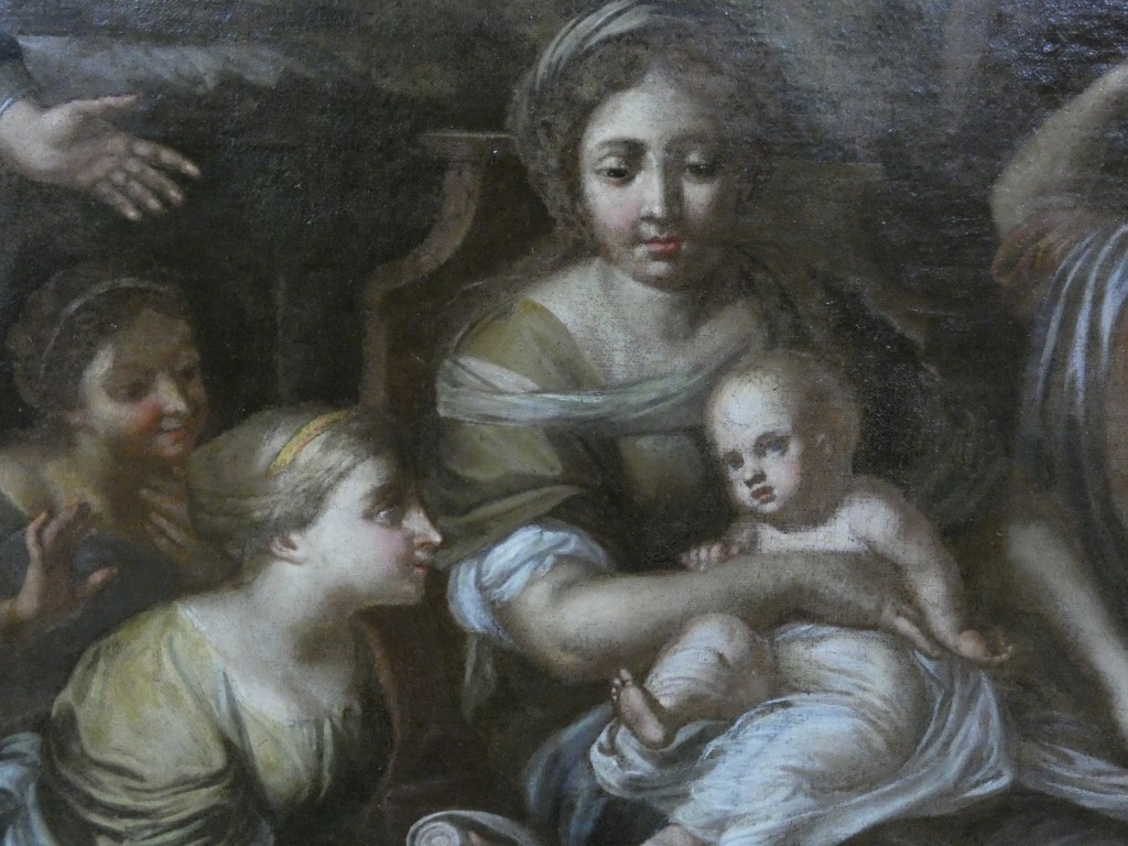 École Italienne du XVIIe Siècle – La Nativité de la Vierge – Grande Huile sur Toile – Image 13