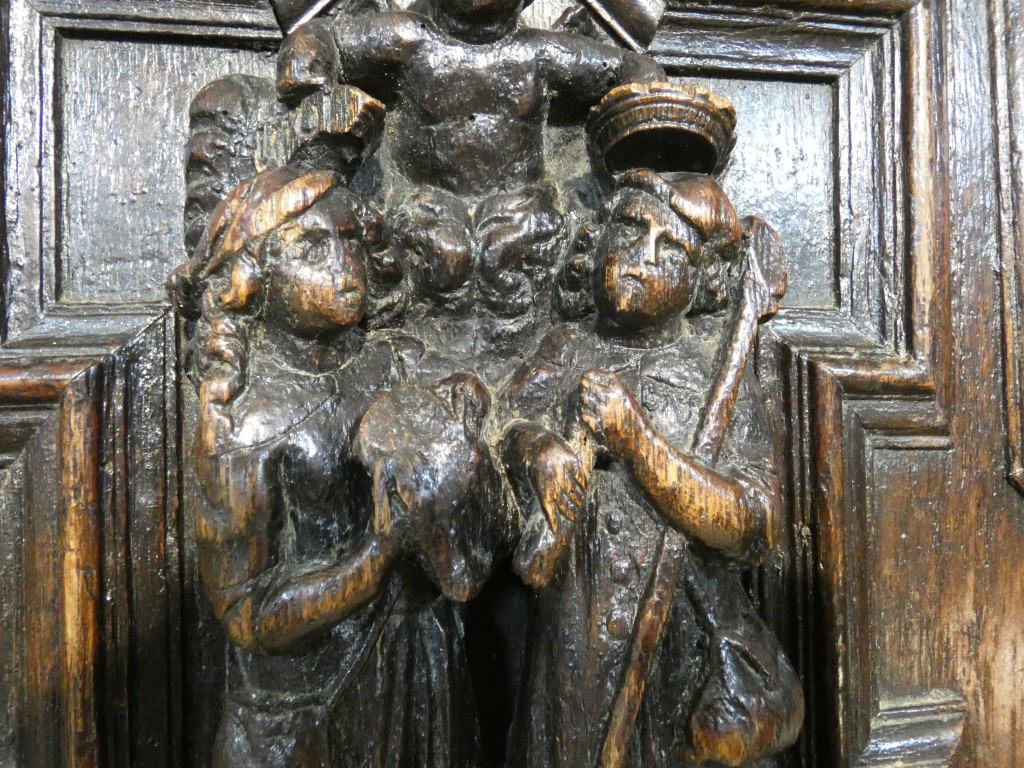 Paire de panneaux Renaissance en chêne sculpté – Scènes de Charité – Flandres, vers 1600 – Image 22