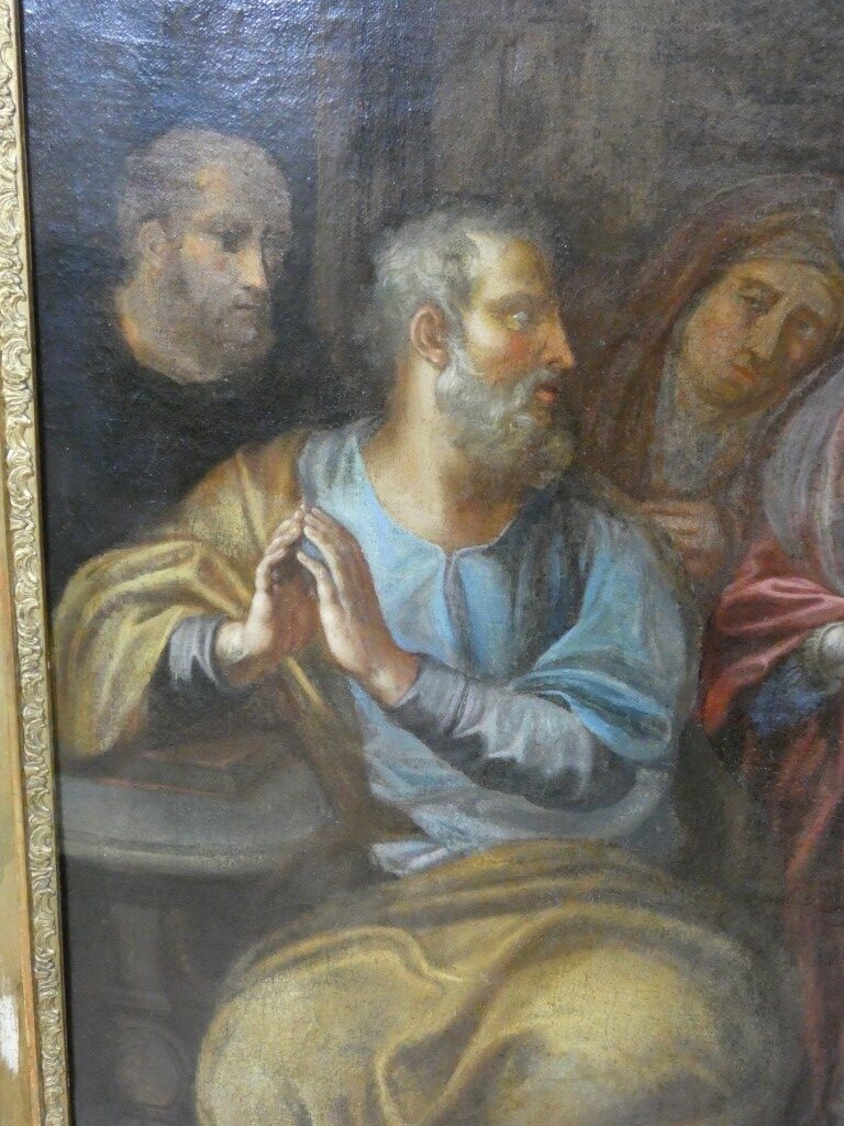École Italienne du XVIIe Siècle – La Nativité de la Vierge – Grande Huile sur Toile – Image 16