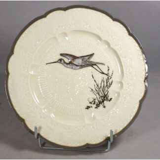 Haviland & Cie – Albert Dammouse – Assiette japonisante au héron en vol, Limoges vers 1885