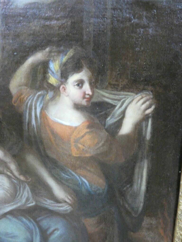 École Italienne du XVIIe Siècle – La Nativité de la Vierge – Grande Huile sur Toile – Image 18