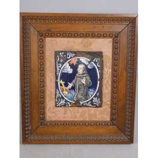 Plaque en émail peint de Limoges saint François d’Assise recevant les stigmates – XVII ème