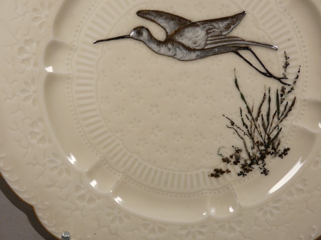 Haviland & Cie – Albert Dammouse – Assiette japonisante au héron en vol, Limoges vers 1885 – Image 4