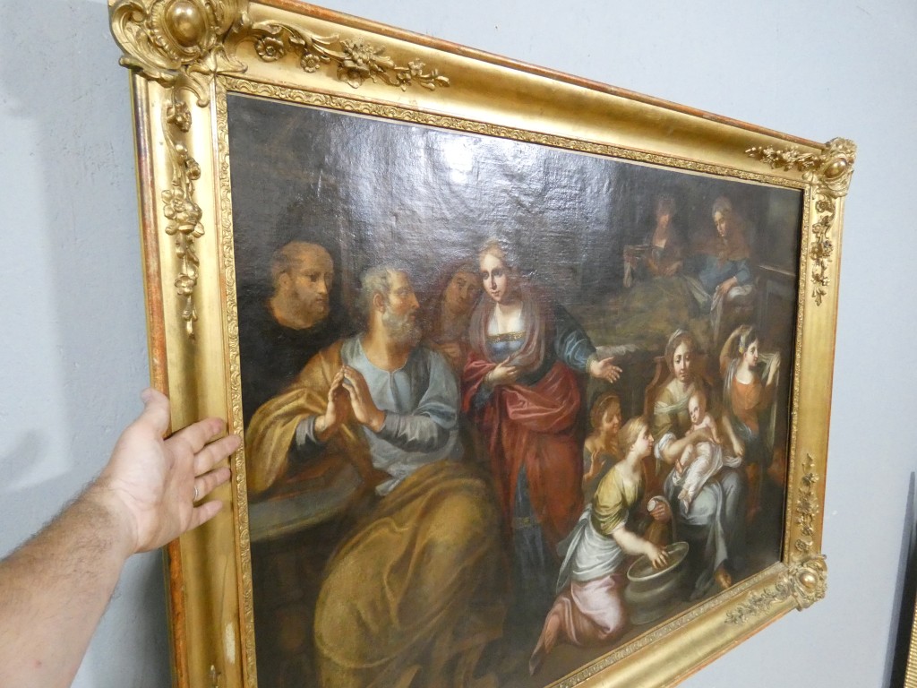 École Italienne du XVIIe Siècle – La Nativité de la Vierge – Grande Huile sur Toile – Image 21