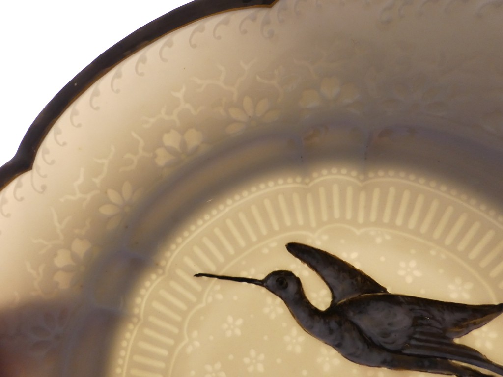 Haviland & Cie – Albert Dammouse – Assiette japonisante au héron en vol, Limoges vers 1885 – Image 9