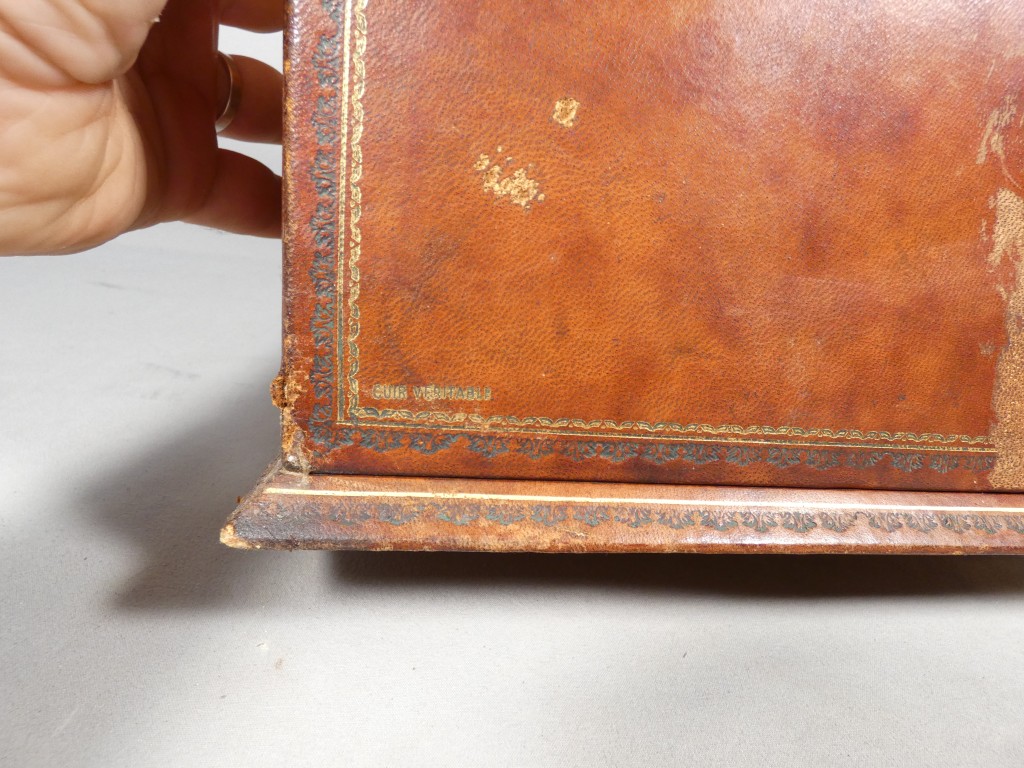 Coffret porte courrier ou papier en cuir style XVIII ème, époque XX ème – Image 6