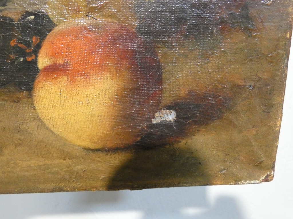 Brunel de Neuville, pêches et raisins, petite nature morte huile sur toile – Image 7