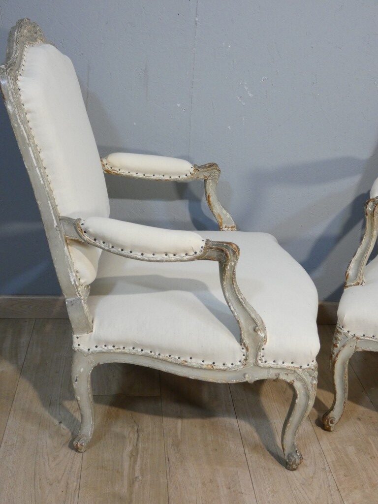 SENE LE PERE – Vers 1745- Paire de fauteuils à la Reine d'époque Louis XV estampillés XVIII ème – Image 6