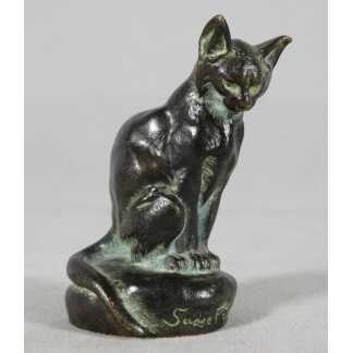 Le Chat Par Clovis Masson Et Susse Frères, Bronze Animalier patiné époque Fin XIX ème