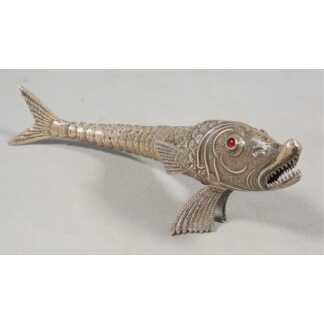 Poisson articulé en argent massif yeux verre, Espagne vers 1960