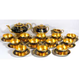 Rare Service à Café Théodore Haviland Limoges – Bleu de Four et Somptueuses Dorures à l’Or