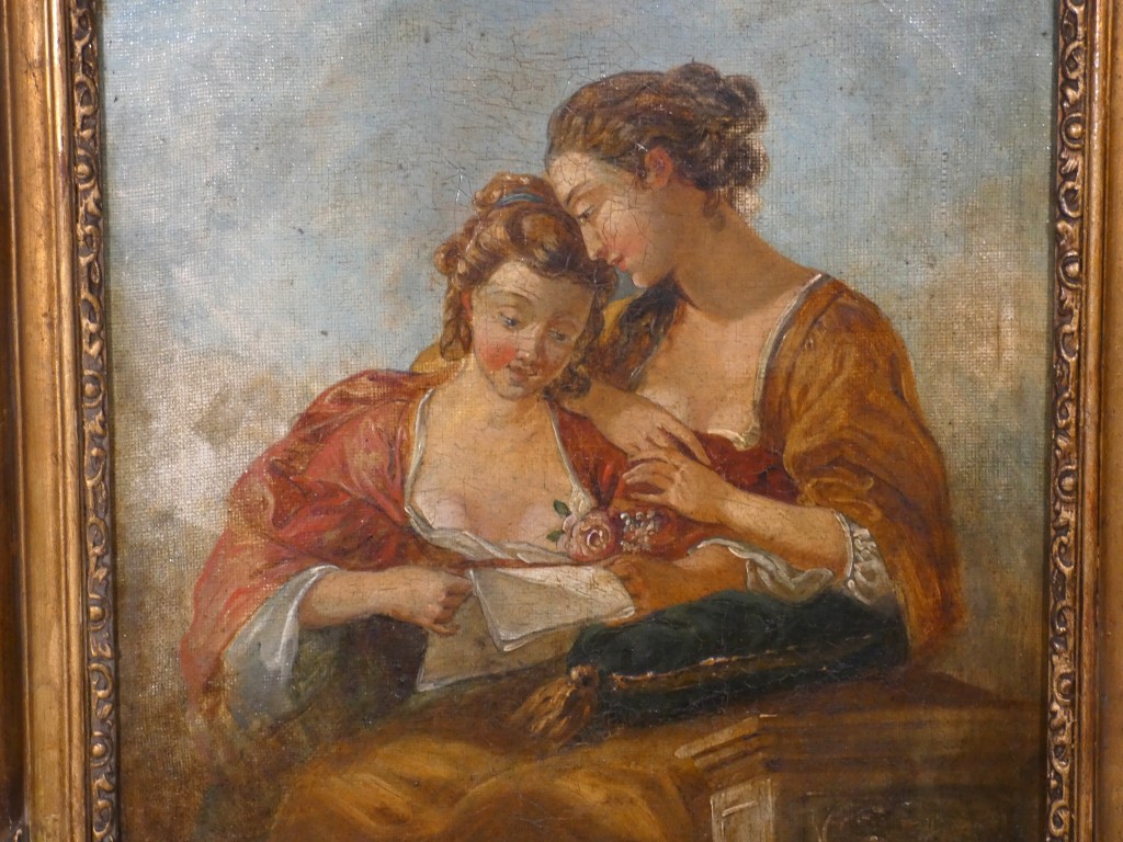 Entourage de François Boucher – Deux jeunes femmes lisant une lettre – XVIIIe siècle – Image 2