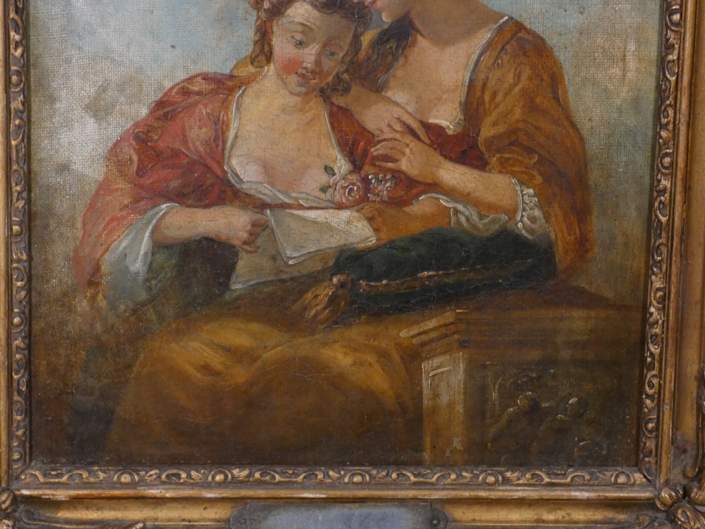 Entourage de François Boucher – Deux jeunes femmes lisant une lettre – XVIIIe siècle – Image 3