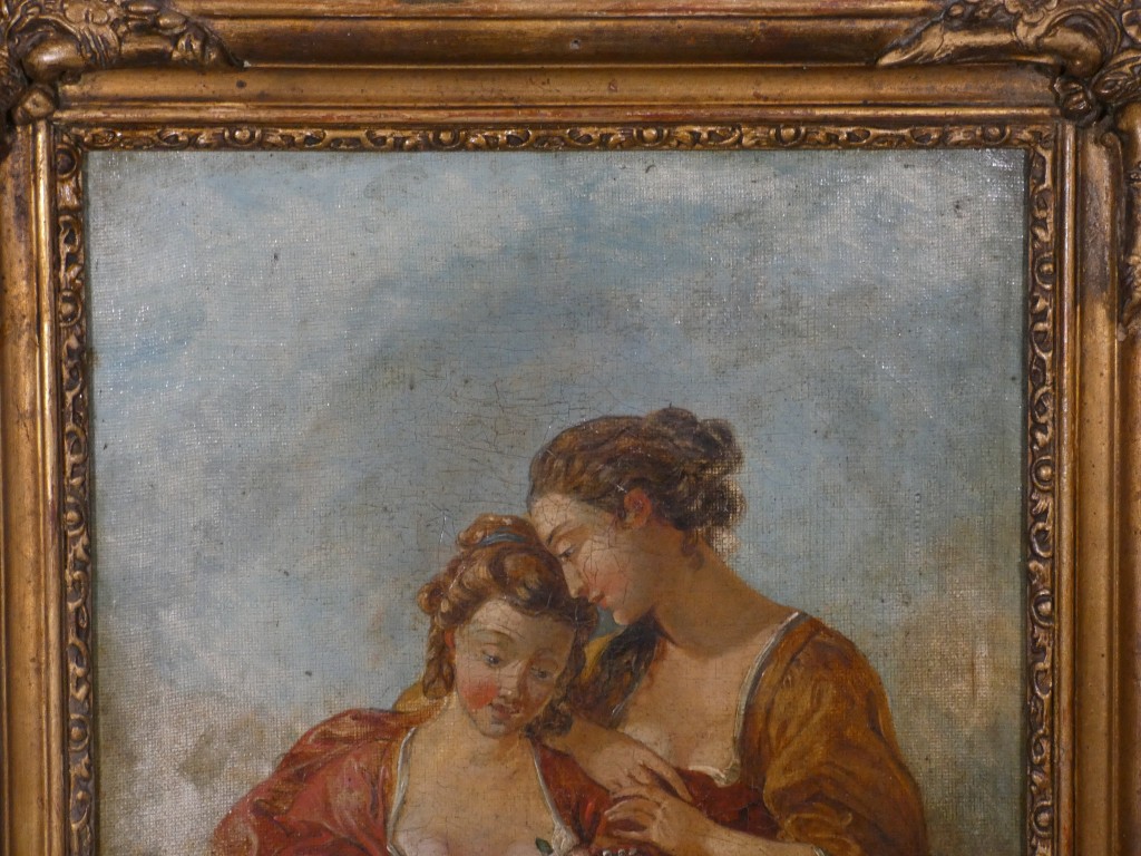 Entourage de François Boucher – Deux jeunes femmes lisant une lettre – XVIIIe siècle – Image 4