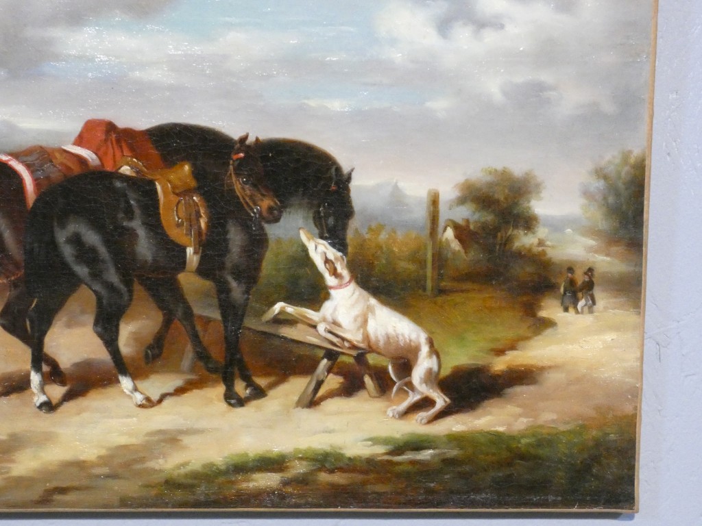 Entourage d’Alfred de Dreux – Rendez-vous de chasse aux chevaux – XIXe siècle – Image 3