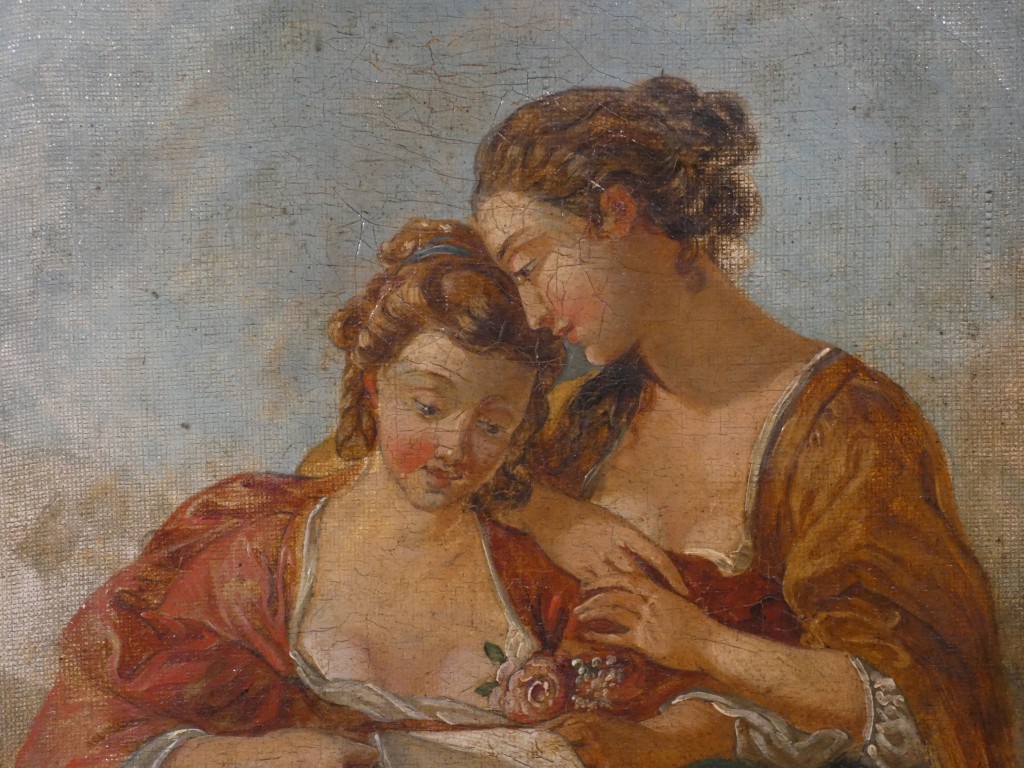 Entourage de François Boucher – Deux jeunes femmes lisant une lettre – XVIIIe siècle – Image 5