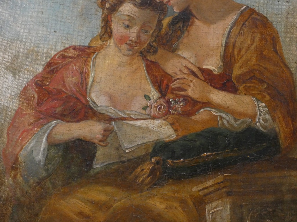 Entourage de François Boucher – Deux jeunes femmes lisant une lettre – XVIIIe siècle – Image 6