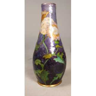 Paul Bonnaud à Limoges – Vase soliflore en émail à décor floral Art nouveau, vers 1900-1910