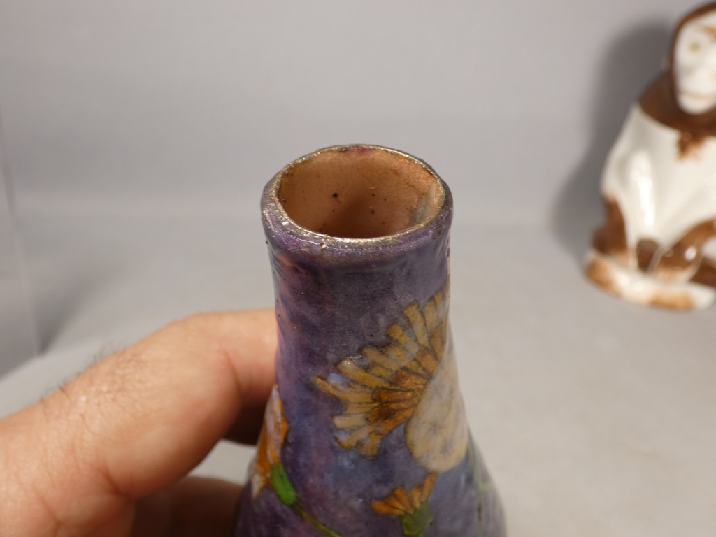 Paul Bonnaud à Limoges – Vase soliflore en émail à décor floral Art nouveau, vers 1900-1910 – Image 6