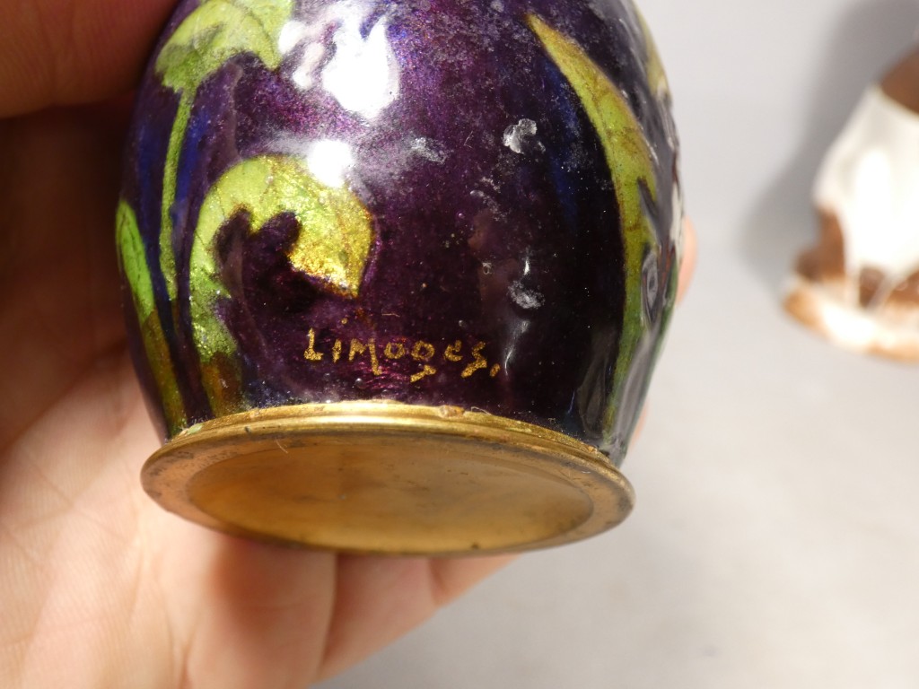 Paul Bonnaud à Limoges – Vase soliflore en émail à décor floral Art nouveau, vers 1900-1910 – Image 10
