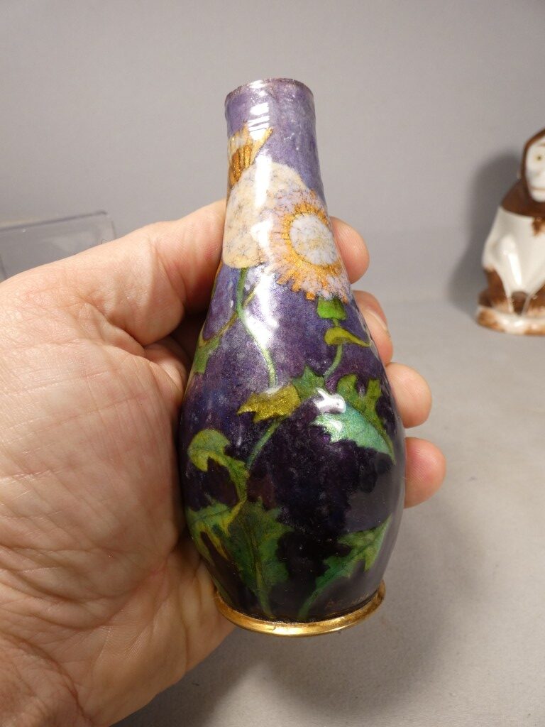 Paul Bonnaud à Limoges – Vase soliflore en émail à décor floral Art nouveau, vers 1900-1910 – Image 11