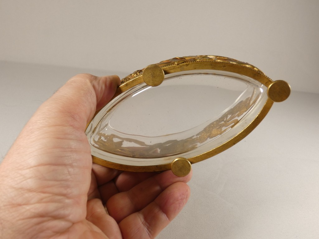Petite jardinière de table ou centre de table Art nouveau en cristal et bronze doré – Vers 1900 – Image 9
