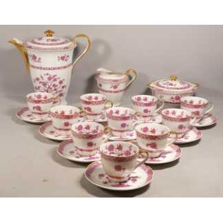 Haviland Limoges Arbre des Indes pourpre, service à café pour 10 personnes en porcelaine