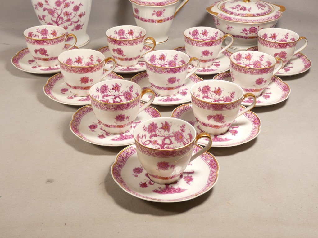 Haviland Limoges Arbre des Indes pourpre, service à café pour 10 personnes en porcelaine – Image 2