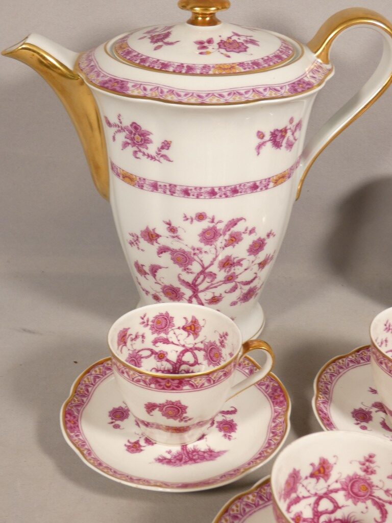 Haviland Limoges Arbre des Indes pourpre, service à café pour 10 personnes en porcelaine – Image 3