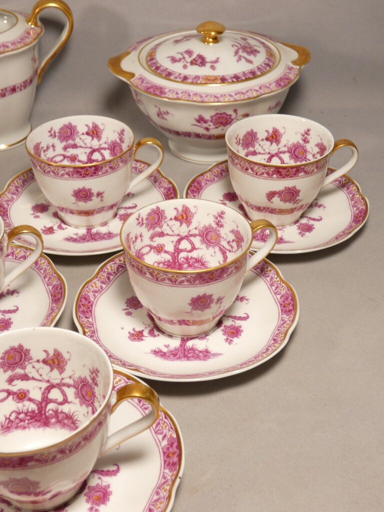Haviland Limoges Arbre des Indes pourpre, service à café pour 10 personnes en porcelaine – Image 5