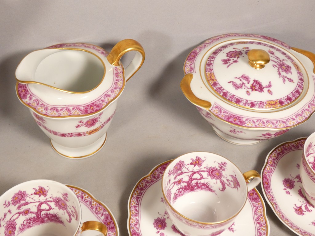 Haviland Limoges Arbre des Indes pourpre, service à café pour 10 personnes en porcelaine – Image 6