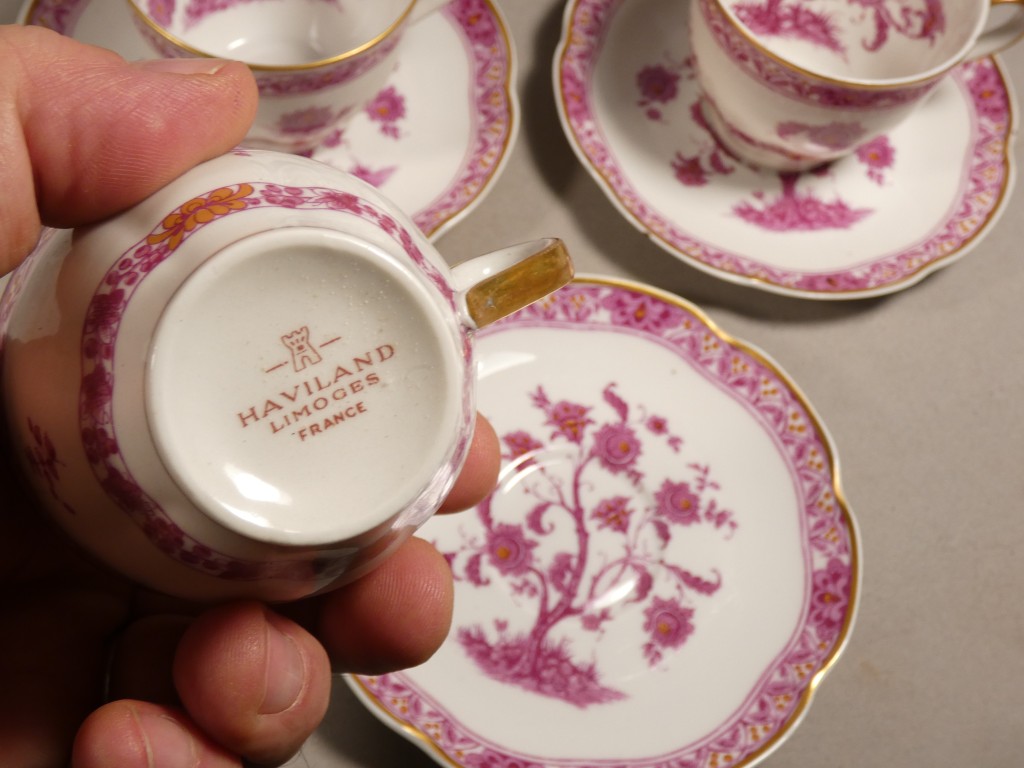 Haviland Limoges Arbre des Indes pourpre, service à café pour 10 personnes en porcelaine – Image 11