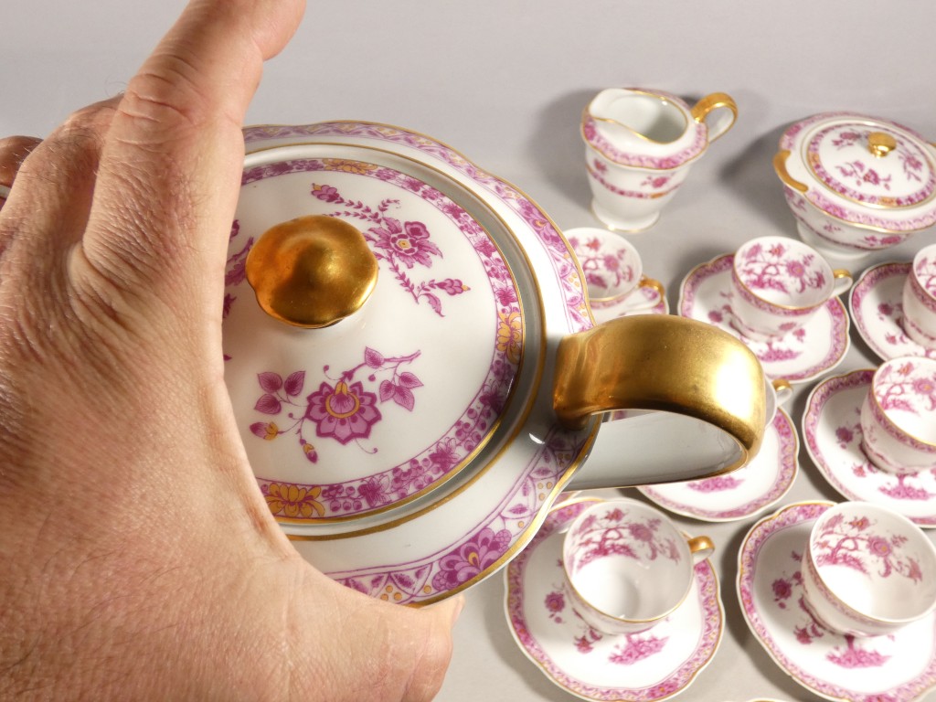 Haviland Limoges Arbre des Indes pourpre, service à café pour 10 personnes en porcelaine – Image 14