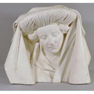 Tête de Sainte Femme en plâtre – Moulage gothique fin XIXe siècle – Mise au tombeau de Tonnerre